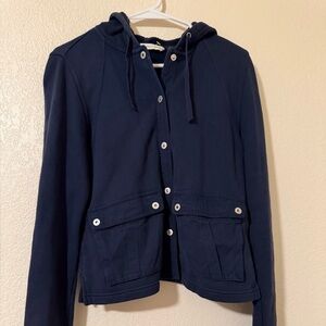 Tommy Hilfiger Navy Blue Hooded Button Jacket SIZE M